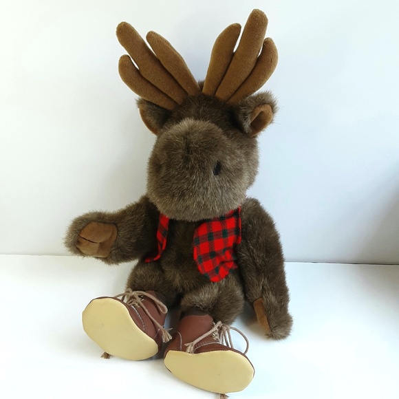 Hallmark Lumberjack MOOSE Pellet Stuffed Plush with Vest & Boots - Picture 7 of 7